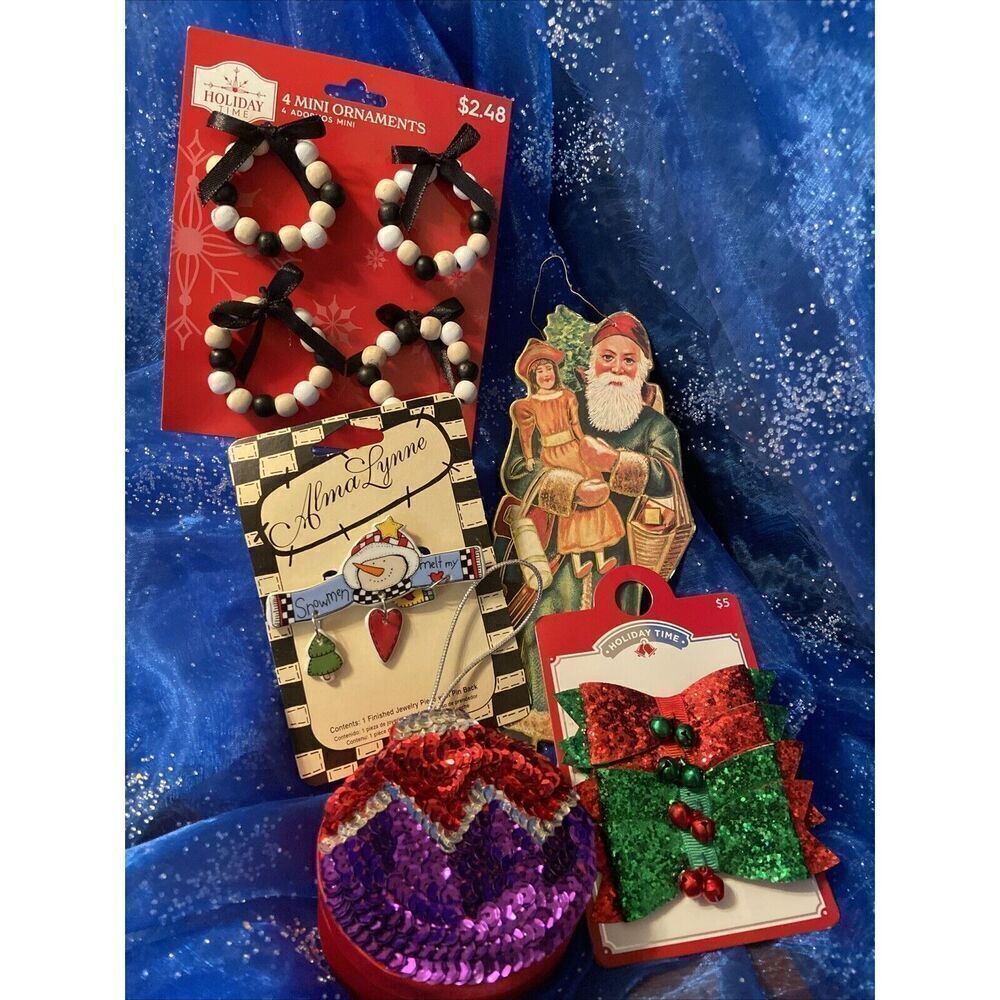 Christmas Bundle Ornament, Jewerly, Gift Box, Barrettes, Etc All New